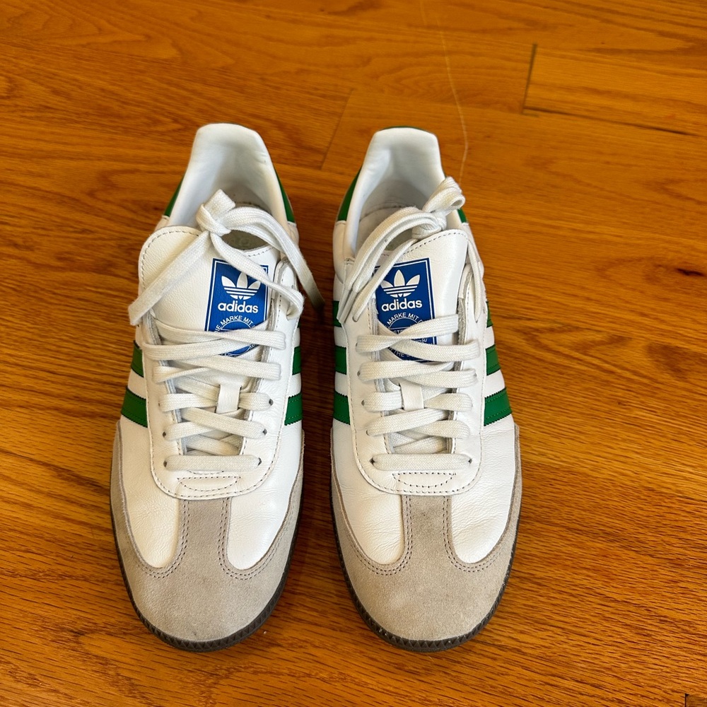Adidas Samba OG shoes M 9.5 W 10.5 cloud white and green